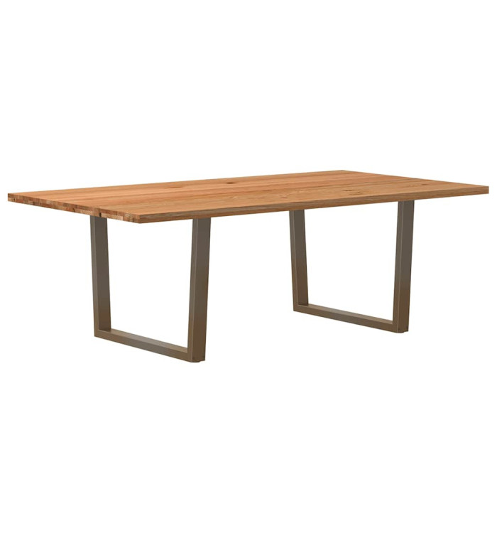 Table à manger marron clair bois de chêne massif rectangulaire | Mobilier & Déco
