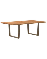 Table à manger marron clair bois de chêne massif rectangulaire | Mobilier & Déco
