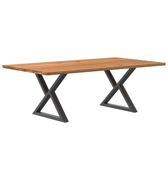 Table à manger marron clair bois de chêne massif rectangulaire | Mobilier & Déco