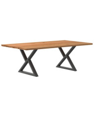 Table à manger marron clair bois de chêne massif rectangulaire | Mobilier & Déco