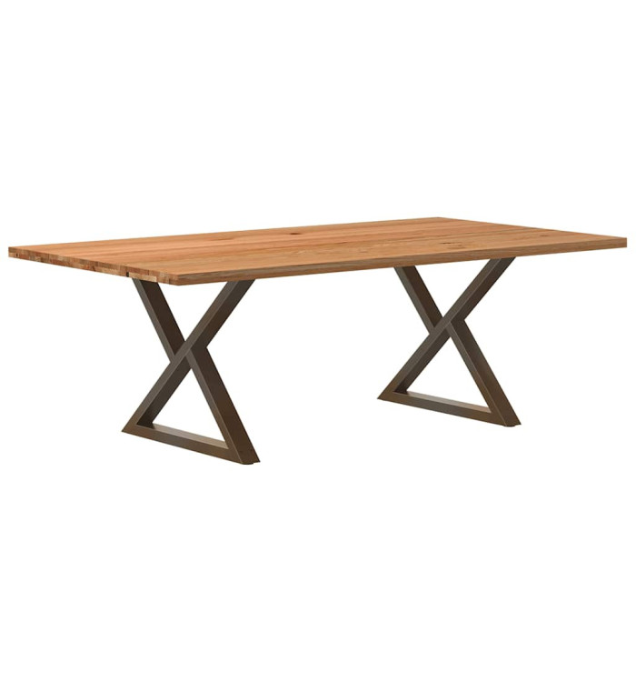 Table à manger marron clair bois de chêne massif rectangulaire | Mobilier & Déco