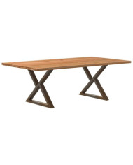 Table à manger marron clair bois de chêne massif rectangulaire | Mobilier & Déco