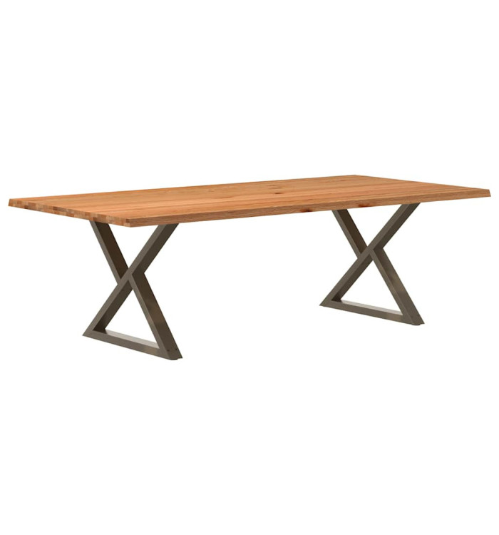 Table à manger avec bord naturel 240x120x74cm bois massif chêne | Mobilier & Déco