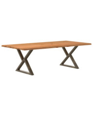 Table à manger avec bord naturel 240x120x74cm bois massif chêne | Mobilier & Déco