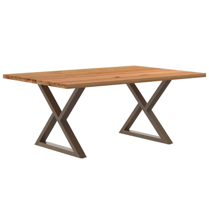 Table à manger marron clair bois de chêne massif rectangulaire | Mobilier & Déco