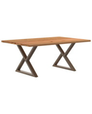 Table à manger marron clair bois de chêne massif rectangulaire | Mobilier & Déco