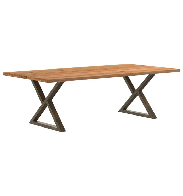 Table à manger marron clair bois de chêne massif rectangulaire | Mobilier & Déco