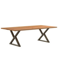 Table à manger marron clair bois de chêne massif rectangulaire | Mobilier & Déco