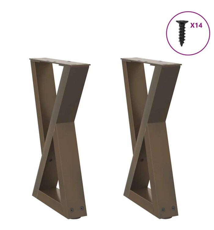 Pieds de table basse 2 pièces Acier naturel 38 x (42-43,3) cm Acier | Mobilier & Déco