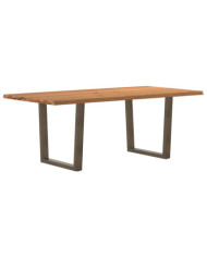 Table à manger avec bord naturel 200x100x74cm bois massif chêne | Mobilier & Déco