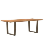 Table à manger avec bord naturel 240x100x74cm bois massif chêne | Mobilier & Déco