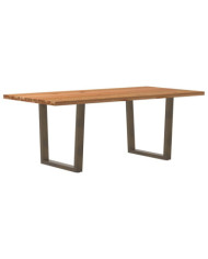 Table à manger avec bord naturel 200x100x74cm bois massif chêne | Mobilier & Déco