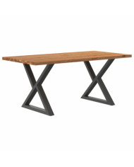 Table à manger marron clair bois de chêne massif rectangulaire | Mobilier & Déco
