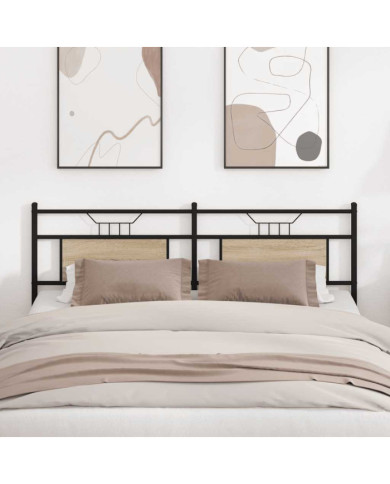 Tête de lit chêne sonoma 160 cm bois d'ingénierie et acier | Mobilier & Déco