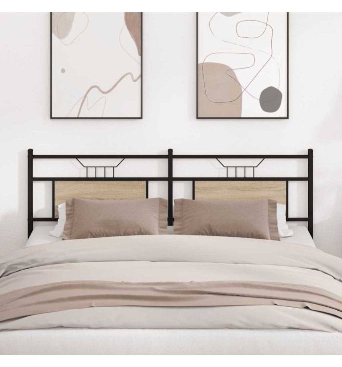 Tête de lit chêne sonoma 160 cm bois d'ingénierie et acier | Mobilier & Déco