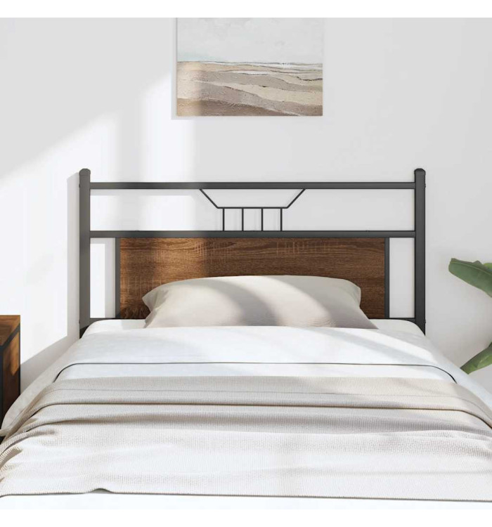 Tête de lit chêne marron 107 cm bois d'ingénierie et acier | Mobilier & Déco