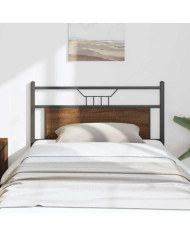 Tête de lit chêne marron 107 cm bois d'ingénierie et acier | Mobilier & Déco