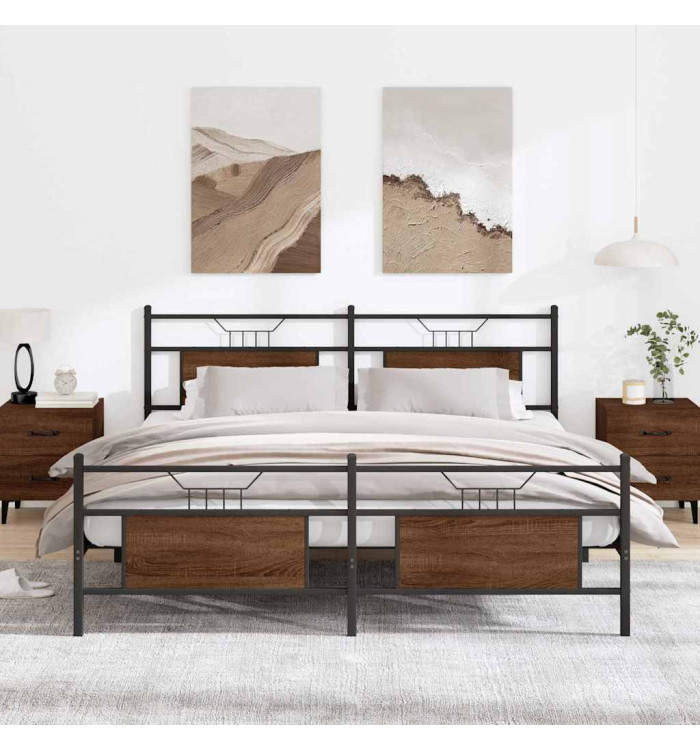 Cadre de lit en métal sans matelas chêne marron 183x213 cm | Mobilier & Déco