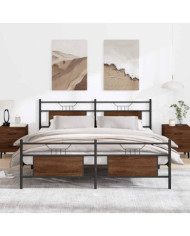 Cadre de lit en métal sans matelas chêne marron 183x213 cm | Mobilier & Déco