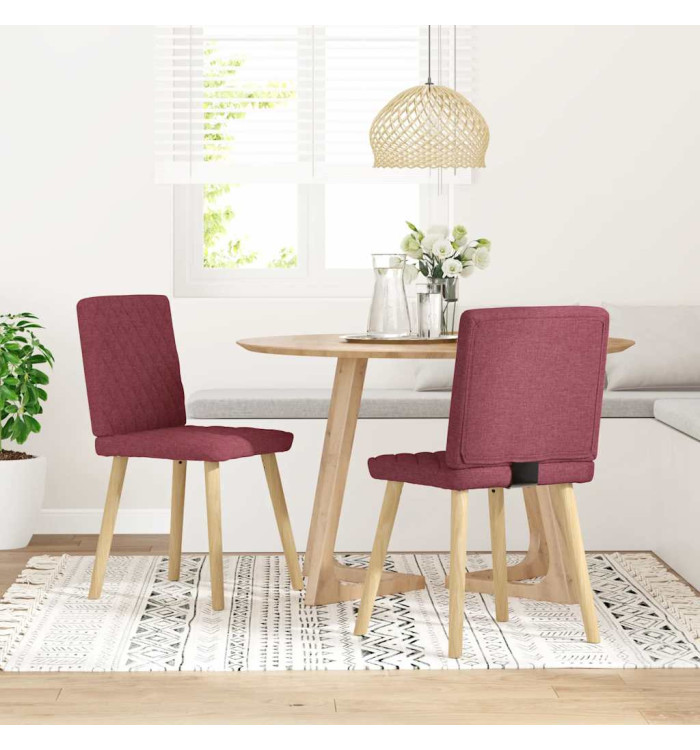 Chaises à manger lot de 2 rouge bordeaux tissu | Mobilier & Déco