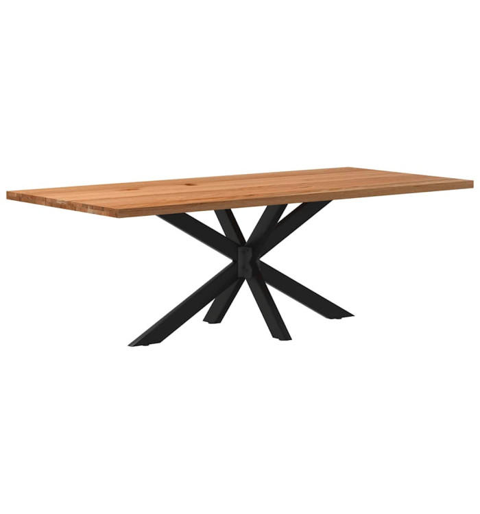 Table à manger marron clair bois de chêne massif rectangulaire | Mobilier & Déco