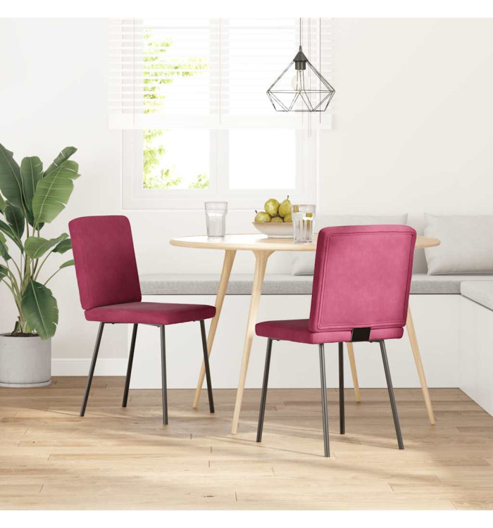 Chaises à manger lot de 2 Rouge bordeaux Velours | Mobilier & Déco