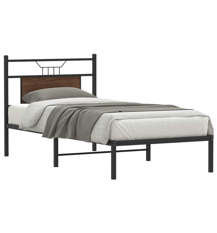 Cadre de lit sans matelas chêne marron 90x190cm bois ingénierie | Mobilier & Déco