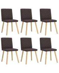 Chaises à manger lot de 6 marron foncé tissu | Mobilier & Déco