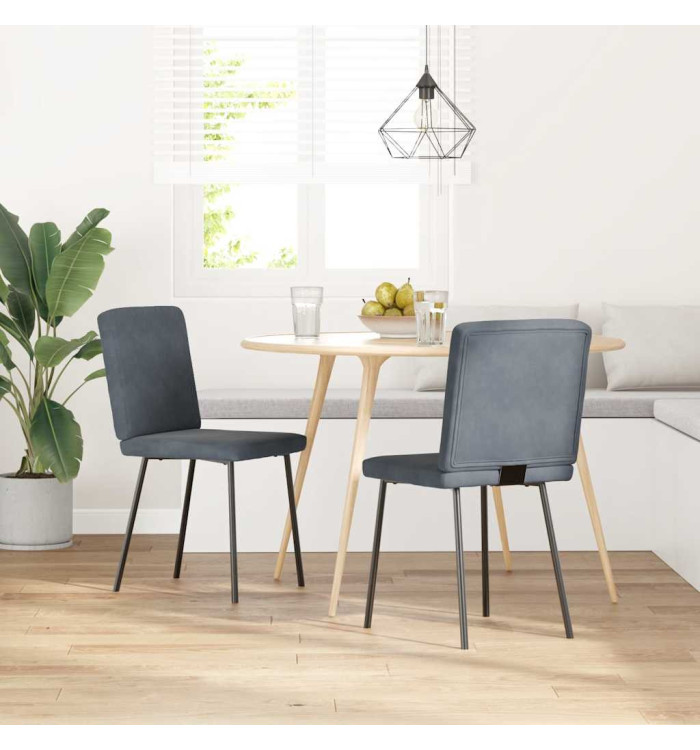 Chaises à manger lot de 2 Gris foncé Velours | Mobilier & Déco