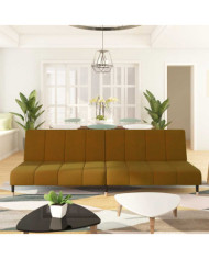 Canapé-lit à 2 places marron velours | Mobilier & Déco