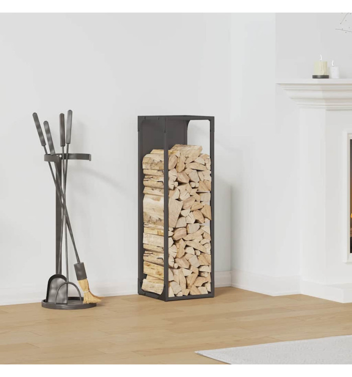 Portant de bois chauffage noir 25x25x80 cm | Mobilier & Déco