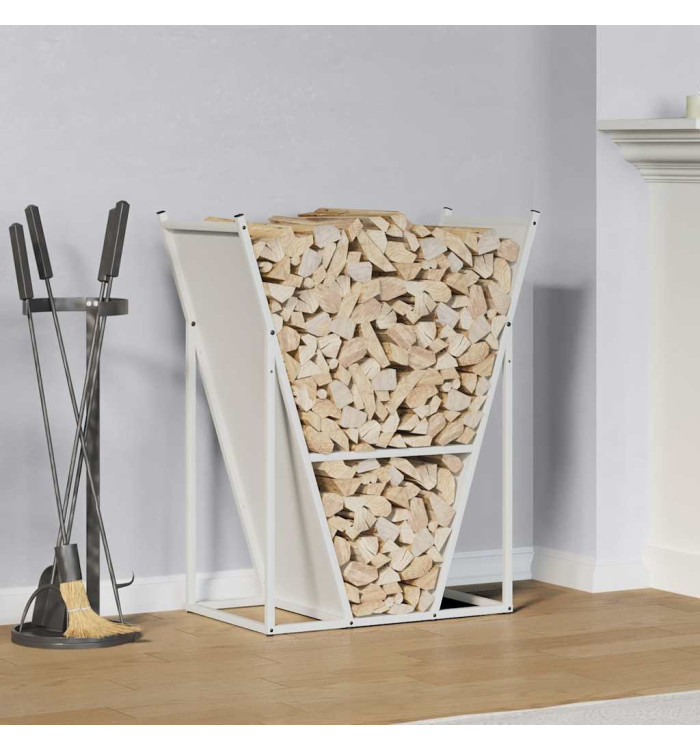 Portant de bois chauffage blanc 69,5x35x81 cm | Mobilier & Déco