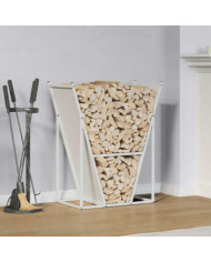 Portant de bois chauffage blanc 69,5x35x81 cm | Mobilier & Déco
