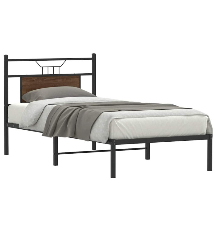 Cadre de lit sans matelas chêne marron 75x190cm bois ingénierie | Mobilier & Déco