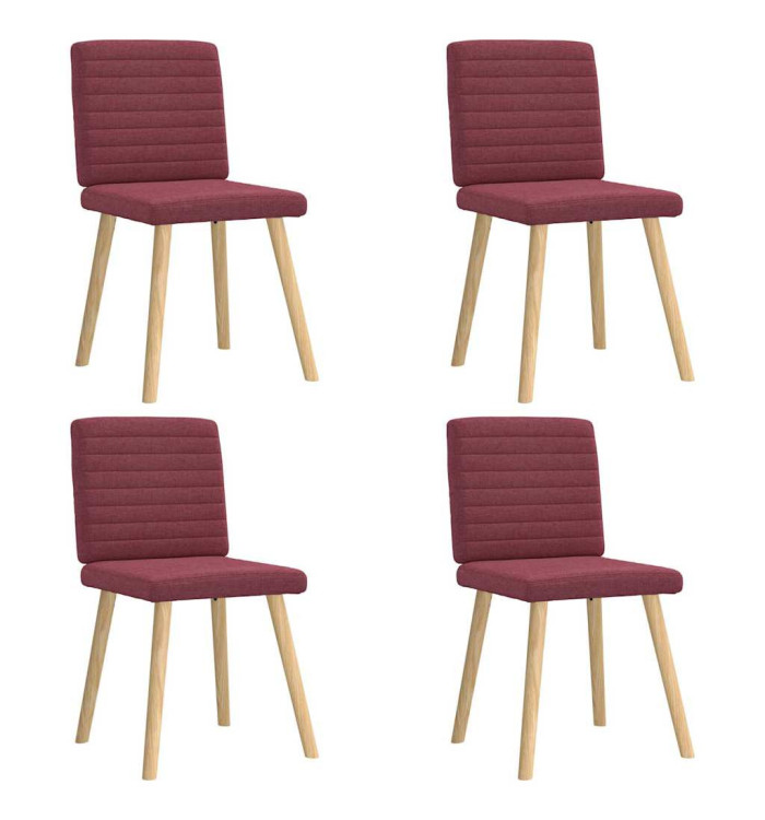 Chaises à manger lot de 4 rouge bordeaux tissu | Mobilier & Déco