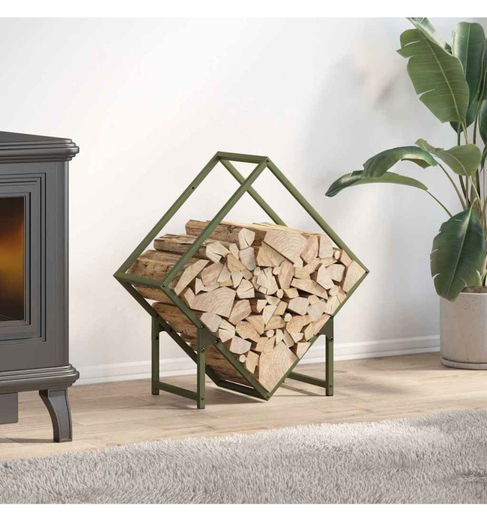Portant de bois chauffage vert olive 60x25x60 cm | Mobilier & Déco