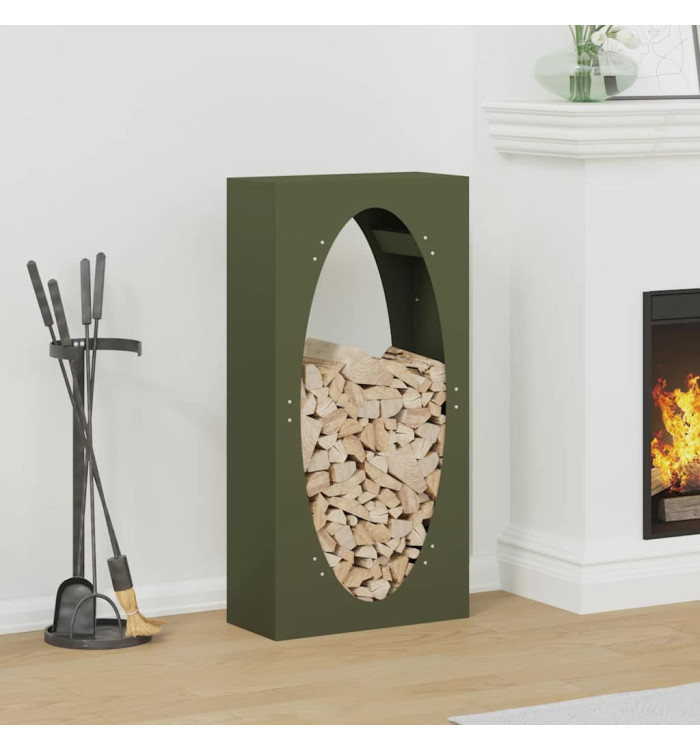 Portant de bois chauffage vert olive 50x23x100 cm | Mobilier & Déco