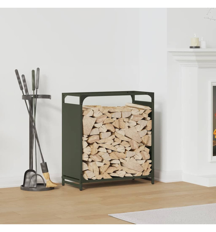 Portant de bois chauffage vert olive 60x28x65 cm | Mobilier & Déco
