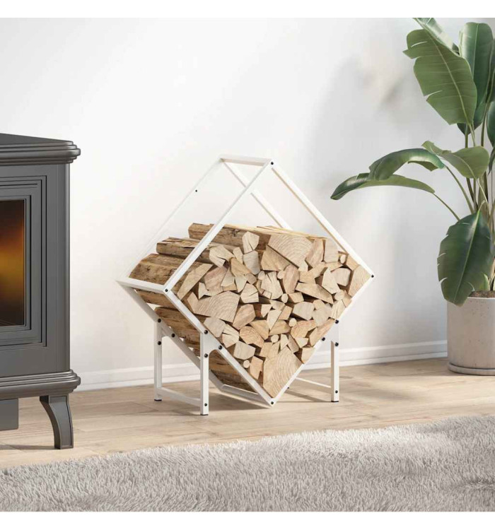 Portant de bois chauffage blanc 60x25x60 cm | Mobilier & Déco