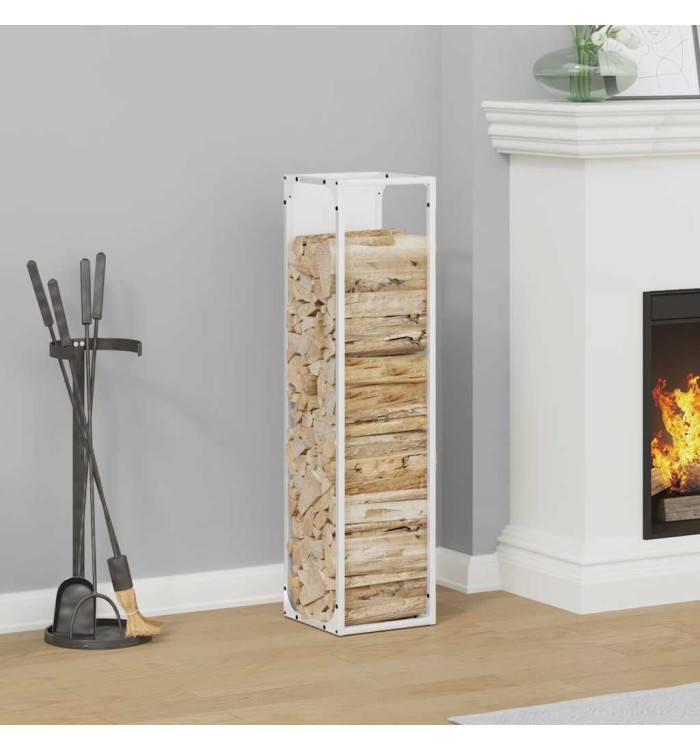Portant de bois chauffage blanc 25x25x100 cm | Mobilier & Déco