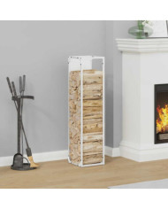 Portant de bois chauffage blanc 25x25x100 cm | Mobilier & Déco