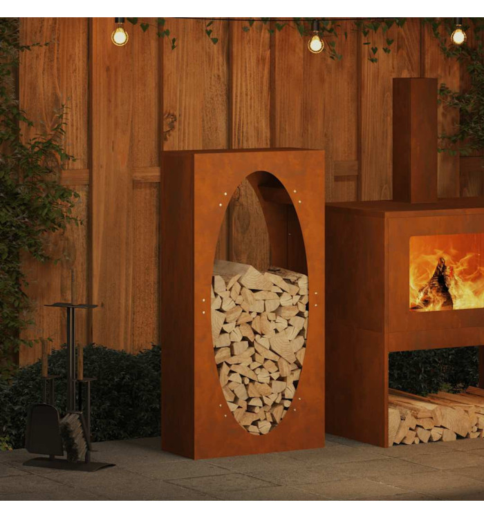 Étagère à bois 50x23x100 cm acier résistant aux intempéries | Mobilier & Déco