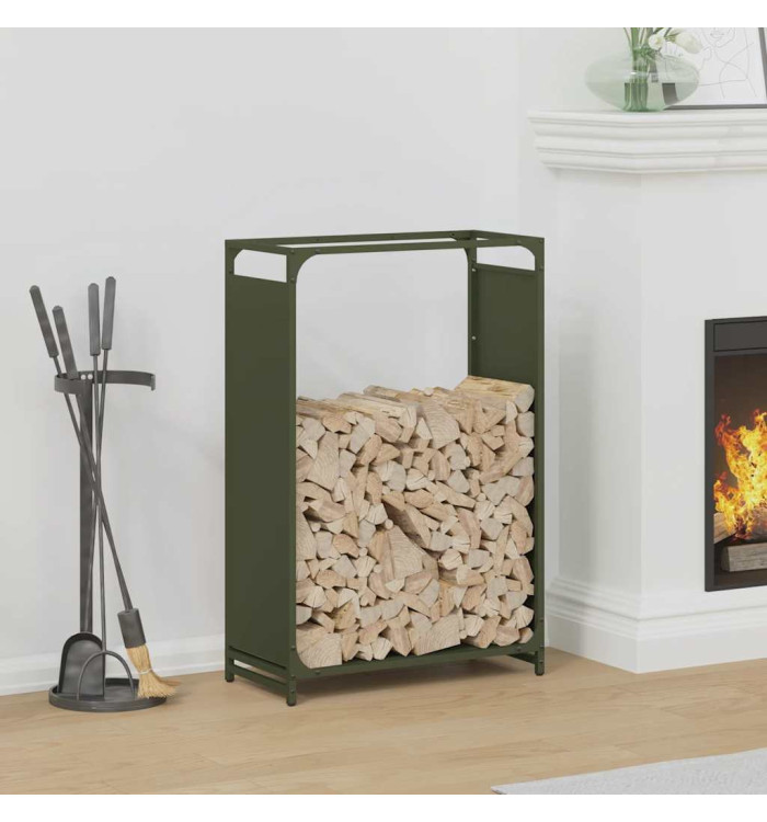 Portant de bois chauffage vert olive 60x28x90 cm | Mobilier & Déco