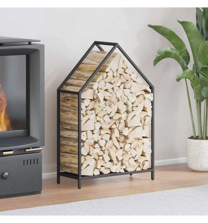 Portant de bois chauffage noir 60x25x90 cm | Mobilier & Déco