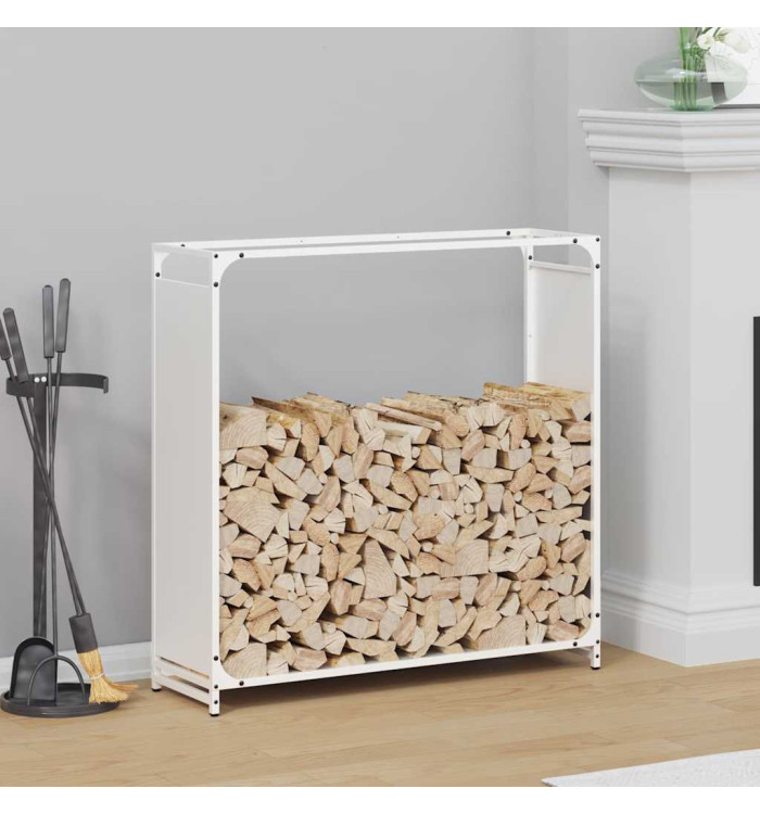 Portant de bois chauffage blanc 90x28x90 cm | Mobilier & Déco