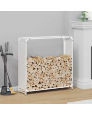Portant de bois chauffage blanc 90x28x90 cm | Mobilier & Déco