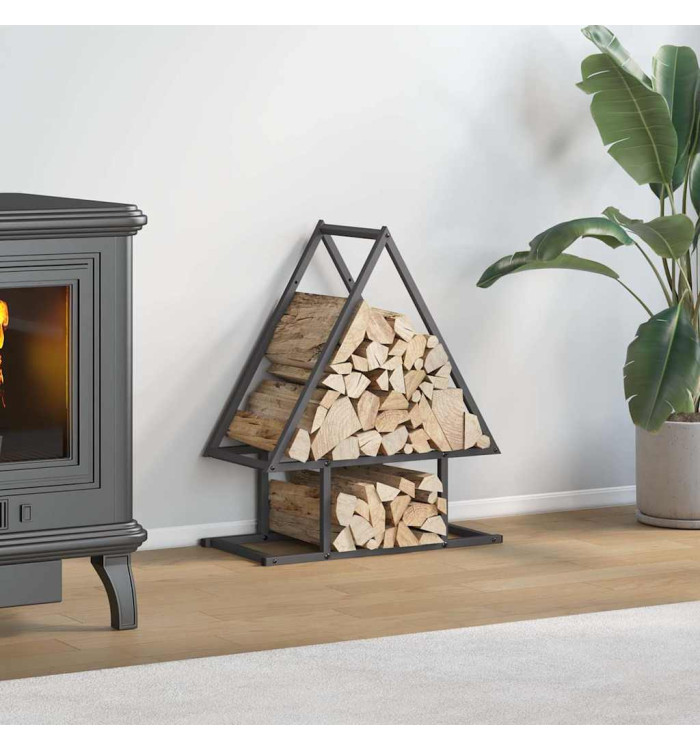 Portant de bois chauffage noir 50x25x60 cm | Mobilier & Déco