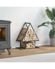 Portant de bois chauffage noir 50x25x60 cm | Mobilier & Déco