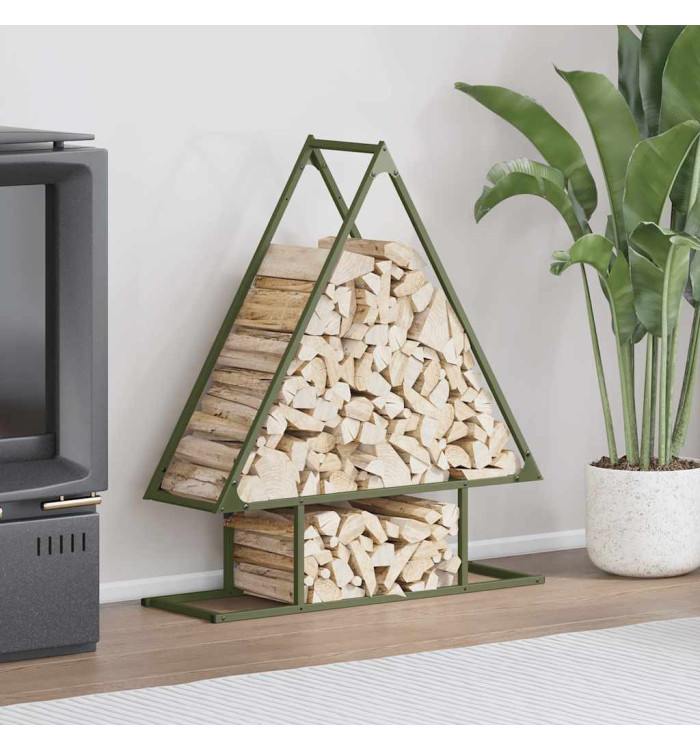 Portant de bois chauffage vert olive 80x25x90 cm | Mobilier & Déco