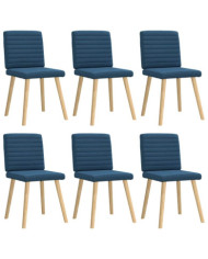 Chaises à manger lot de 6 bleu tissu | Mobilier & Déco